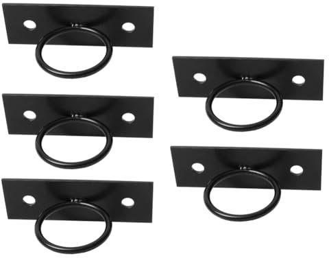Junterone Paquet de 5 Supports de Corde D'Anneau Décoratif Noir pour Clôture de Corde, Rampe D'Escalier, Rampe Murale, Crochet de Plafond