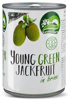 Nature’s Charm Junge Grüne Jackfruit in Lake | 100% Vegan | 1 x 565g | Salzig eingelegte Jackfrucht I Ideal als pflanzlicher Fleischersatz für vegane Bowls, Sandwiches und Pfannengerichte
