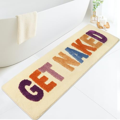 Ragelion Badematte Get Naked Bath Mat Badteppich Badezimmer Bad Teppich rutschfest Waschbar (beige, 150 x 50 cm)