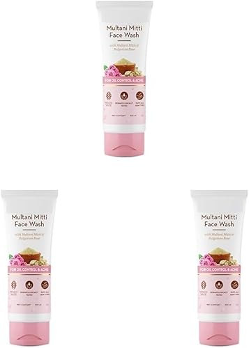 DK Multani Mitti Detergente per il viso con Multani Mitti & Rosa Bulgara per il controllo dell'olio e l'acne, 100 ml, adatto a tutti i tipi di pelle, idratante e delicato, senza parabeni, senza