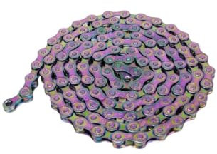 SFQEVHRZ Fahrrad-Ketten， 6/7/8 Geschwindigkeit Regenbogen Farbe 116 Links Mit Magische Schnalle for MTB/BMX/Rennrad