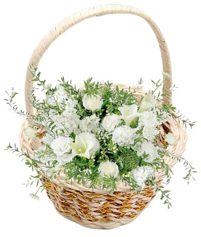 Blumenkorb Hochzeit, Rattan-Imitat Flochten Körbchen mit Klein Henkel, Blumenmädchen Korb, Blumenkörbchen für Kinder zum Blumen Streuen, Ideal als Präsent oder Geschenkkorb, Hochzeit Dekoration