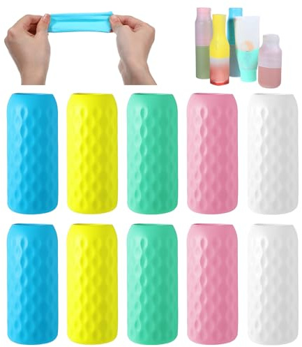 10pcs Silicone Housse de Bouteille en Silicone, Manchons élastiques Anti-fuite, Accessoires de Voyage pour Articles de Toilette, Cruise et Plage Vacances Essentiels, Accessoires de Voyage pour Femmes
