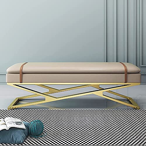 Schuhbank für den Eingangsbereich, zweilagig, weich, gepolstert, mit Höhle, bequem, multifunktional, Ledersofa, Sitzbank, Größe 100 x 38 x 45 cm, Khaki