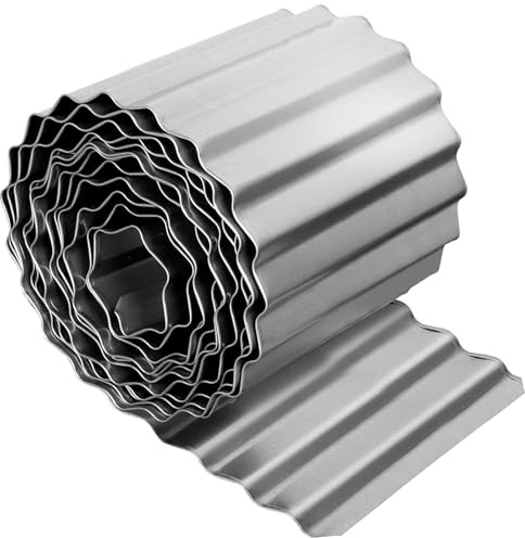Garvee Flexible, rostfreie Garten-Beetumrandung aus verzinktem Stahl – Wellblech Rasenkante für Blumenbeete, Hochbeete, Rasen, Wege & Einfahrten – DIY Montage, langlebig & Silber – Metallumrandung 8
