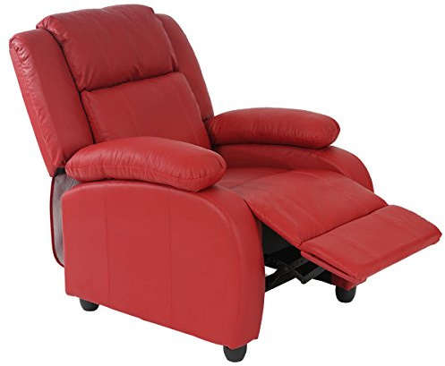 Mendler Fernsehsessel Relaxsessel Lincoln-AM, Kunstleder - rot | Liege, Sessel