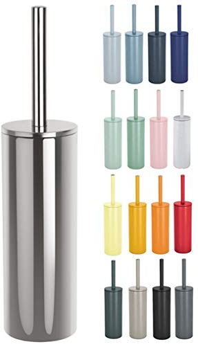 Spirella WC Bürste Klobürste Toilettenbürste hochwertig „NYO“ mit hygienischem Behälter Edelstahl Silber