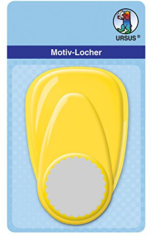 Ursus 19490081 - Motivlocher mit Hebel groß, Kreis Bogenlinie, gelb, ausgestanztes Motiv ca. 38,1 mm, aus Kunststoff mit Metallstanze, geeignet für Grammaturen von 160 220 g /qm