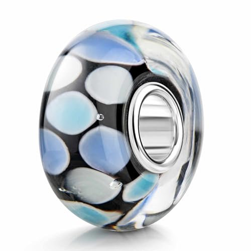 MATERIA 'Corallenriff' 925 Plata Murano Beads negro azul cristal perla para European Beads pulsera #1069