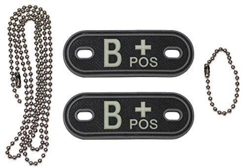 MFH 3D Blutgruppenmarke mit Kette nachleuchtend Anhänger Blood Marke Erkennungsmarke Verschiedene Ausführungen (B Positiv)