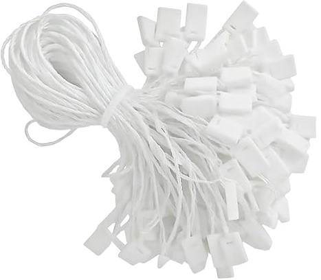 Weddecor White Nylon String Hang Tags, Snap Lock, 1000pcs, 7 inches