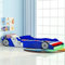 Festnight Kinderbett Autobett Rennwagen ohne Matratze mit LED 90 x 200 cm Blau