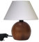 Lampada lumetto abat jour da comodino sfera in legno tornito con paralume; produzione propria, made in Italy (ciliegio)