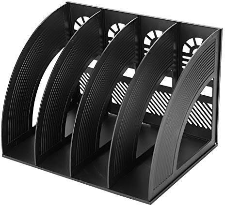 IBLUELOVER Desk File Organiser File Rack Holder Magazine Plastic Folder 4 Compartments Desktop Frames File Dividers Document Cabinet Rack Display and Storage Organiser for A4 Lever Arch Files