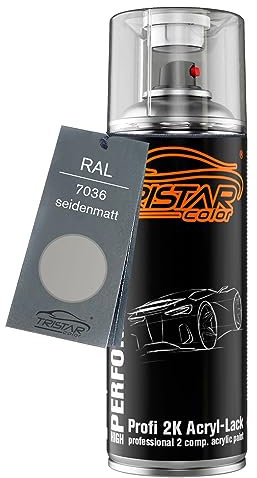 TRISTARcolor RAL 7036 Platingrau seidenmatt 2K Acryl Spraydose Sprühdose Spritzlack Sprühlack 400 ml schnelltrocknend