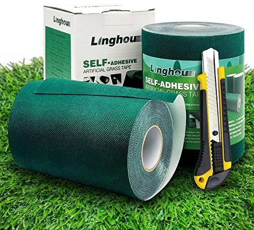 Linghou Single-Sided Turf Seam Tape for Artificial Grass, Grass Seaming Tape, High Bonding Synthetic Turf Seam Tape, 6in x 65.6ft