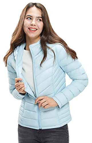 Extreme Pop Doudoune pour Femme avec à Capuche Pure en Duvet d'oie pour l'hiver (S, Bleu Lune)