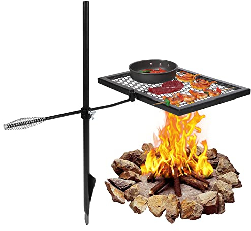 REDCAMP Heavy-Duty Swivel Campfire Grill, Adjustable Height, Unique Triangle Shape