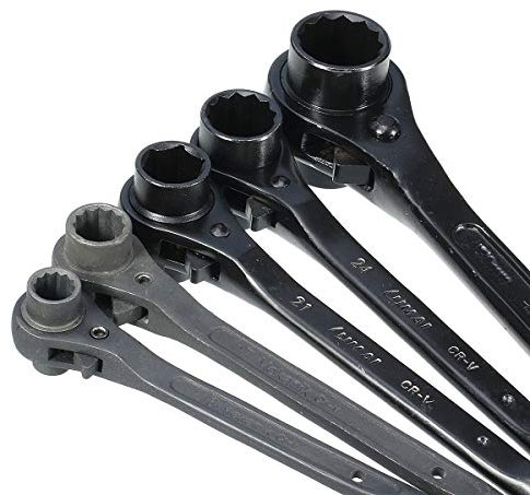 Forspero 5 Sizes Spanner Scaffold Podger Ratchet Site Ratcheting Socket Wrench Tools - 13-17mm