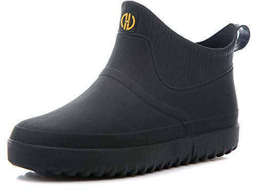 Rojeam Stivali in Gomma Uomo Donna Scarpe da Pioggia Antiscivolo Scarpe da Giardinaggio Stivali Impermeabili Nero 43 EU