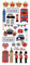 London Fancy Icons Sticker Set - Big Ben, Crowns, Gold State Coach Carriage, Royal Guard, British Moustaches, English Tea Cups and Kettle, Union Jack Heart, Bus, Taxi, Telephone Booth, Post Box, Rain