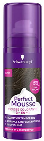 Schwarzkopf - Temporäre Haartönung aus Schaumstoff – Glanz und natürliche Reflexe – Volumeneffekt – Perfect Mousse 3-in-1 – Kastanienbraun 4-0