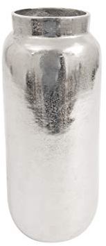 Deko Vase aus Aluminium in Raw-Optik Blumenvase Silber (15,5 x 10,5 x 35,5 cm)
