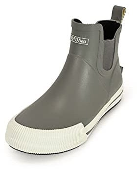 MADSea Unisex Gummistiefelette Short Story | Regenstiefel Gummistiefel Gartenschuhe Wasserdicht Segelstiefel | Kurzer Schaft Knöchelhoch, Grau/Weiß, 42 EU