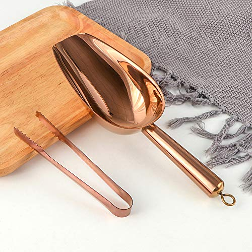 YDware Rose Gold Stainless Steel Candybar Tongs Set, 1 Piece Ice Scoop and 1 Piece Sugar Tongs for Bar Wedding Tea Party and Kitchen