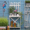 YYUN Metall Pflanztisch für Den Garten, Outdoor Pflanztisch mit 5 Haken, 2-stufig Bodenstehender Retro Gartenlagerregal Vogeldekoration, 60 X 41 X 150 cm (Color : White)