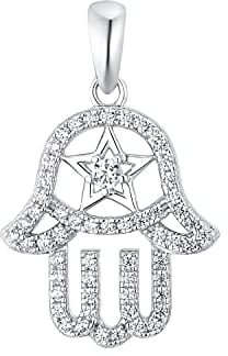 Amor Motivanhänger 925 Sterling Silber Damen Anhänger, mit Zirkonia synth., 2,3 cm, Silber, Hamsa Hand, Kommt in Schmuck Geschenk Box, 2017647