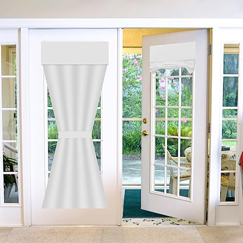 Französische Türvorhänge Binden Vorhänge Verdunkelung Einzelne Thermische Tür Vorhang Tape Top Kleine Fenstervorhänge 26 x 68 Zoll Grau Beige 1 Panel
