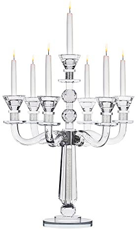 Kristall-Kerzenhalter für Kerzenleuchter – Kristall 44,5 cm hoch Kerzenhalter – Ultra Elegante und Moderne Tischdekoration (7 Arme)