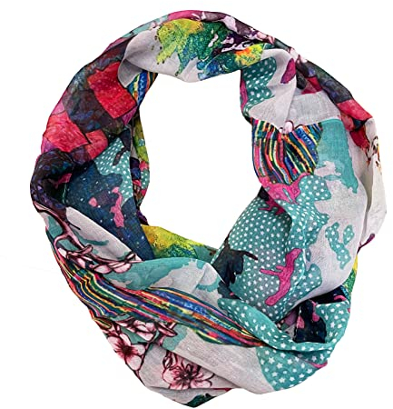 J26 World Erde Blumen Seide Sommer Frühling Loop Regenbogen Silk Uni Rundschal Schlauchschal Stola Schal leicht (Mint)