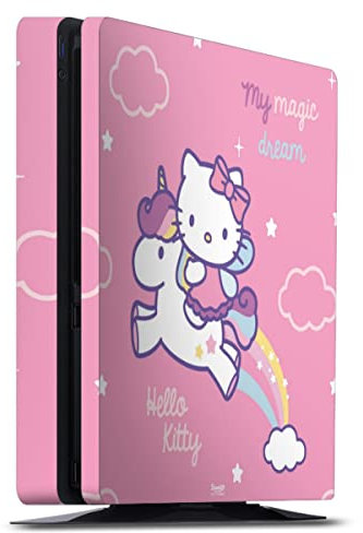 DeinDesign Skin kompatibel mit Sony Playstation 4 PS4 Slim Folie Sticker Hello Kitty Offizielles Lizenzprodukt Einhorn