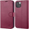OCASE for iPhone 14 Case, Premium PU Leather iPhone 14 5G Wallet Case Flip Phone Cover with[RFID Blocking][Card Holder][TPU Inner Shell] for the 6.1 Inch 2022 5G,Burgundy
