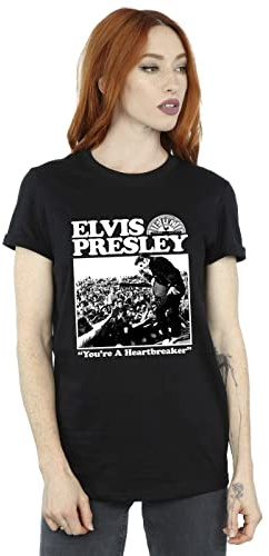 Absolute Cult Elvis Women's A Heartbreaker Boyfriend Fit T-Shirt Black Medium