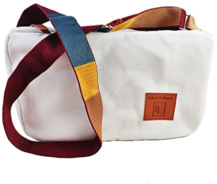 Lin's Liliana Bolso bandolera de lona rectangular, bandolera, Blanco