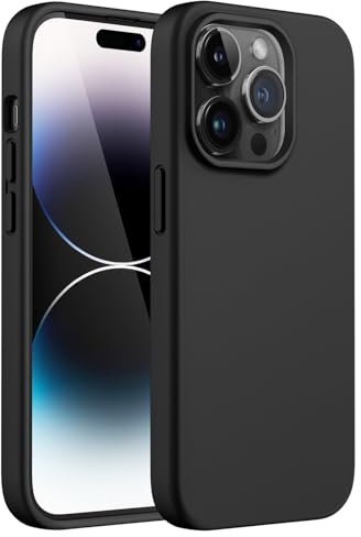 JETech Silikon Hülle für iPhone 14 Pro Max 6,7 Zoll, Ganzkörper Handyhülle mit Seidig-Weicher Berühren, Stoßfest Schutzhülle mit Mikrofaser-Futter (Schwarz)