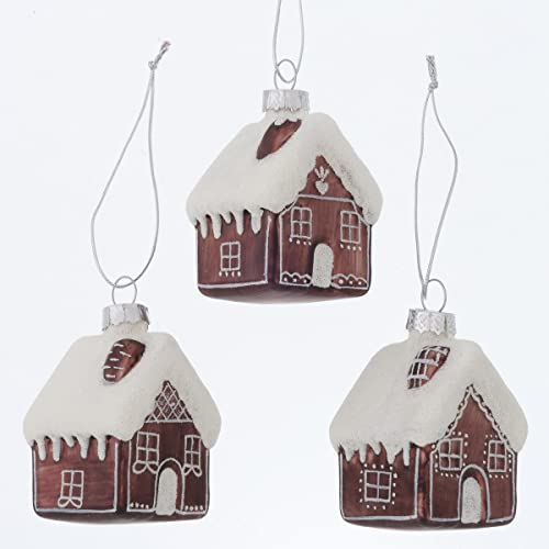 3 STK Christbaumkugeln Haus b389 rot Braun Gold Farben 7x5cm Glas Häuschen Dekohäuser Weihnachtskugeln Weihnachtsdeko Anhänger Hänger Glaskugeln Wichtelhäuser Wichtelhaus