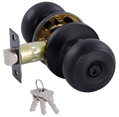 GITRANG Boutons de porte d'intérieur noirs mats avec serrure à boule plate