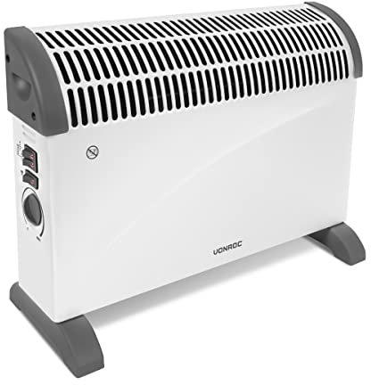 VONROC Riscaldatore elettrico | Stufa elettrica |Termoconvettore 2000W | Bianco | Con 3 impostazioni e funzione turbo