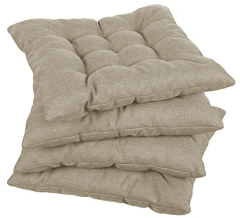 Gutekissen® Stuhlkissen gesteppt Quadrat Polsterauflage Auflage für Stühle/Bänke für Haus und Garten Sitzauflage Gartenkissen Sitzkissen viele Farben (50x50, Beige, 1)
