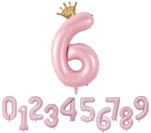 Foil Luftballon 6 Helium Folienballon Zahlen Ballon XXL Folien Rosa Ballon 6 Geburtstag 100cm/40inch