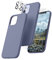 CALOOP 5 in 1 Designed for iPhone 12 Case and iPhone 12 Pro Case 6.1, with 2 Pack Screen Protector & 2 Pack Camera Lens Protector, Soft Liquid Silicone Gel Slim Shockproof Cover, Lavender Gray
