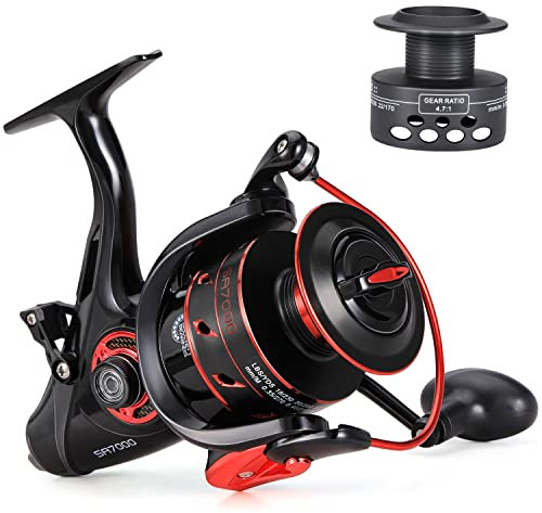 Sougayilang SA6000 Karpfen-Spinnrolle, Kohlefaser, zum Angeln, Köder, Futterspender, Standard-Angelrolle für Süßwasser