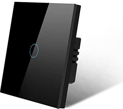 Smart Lichtschalter,Wlan schalter intelligenter Wandschalter Kompatibel mit Tuya App Alexa Google, kein Kondensator Erforderlich (1 Fach 1 Way, Schwarz)