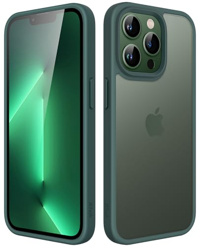 JETech Matte Case for iPhone 13 Pro Max 6.7-Inch, Shockproof Military Grade Drop Protection, Frosted Translucent Back Phone Cover, Anti-Fingerprint (Dark Green)