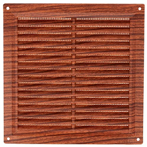 Amig - Rejilla cuadrada de plástico con mosquitera- Rejillas de ventilación para salida de aire - Adecuado para techo de cocina y baño - Medidas: 200 x 200 MM - Color: Sapelli