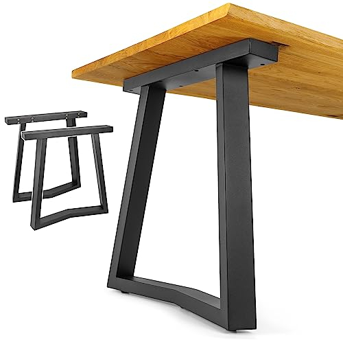NEXT LEVEL - Tischbeine Metall Schwarz | 65x74cm, Profil 80x40mm, Metallisch, für Holz und Glas, Kompatibel mit Tischbreiten 70, 80, 90 und 100cm - PM-011